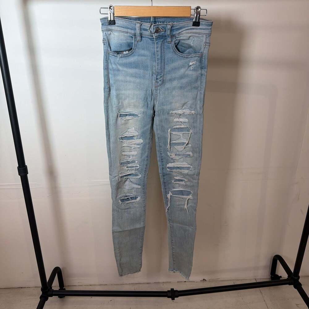 American Eagle Ne(x)t Level Highest Rise Destructed Jeggings Size 4 Long